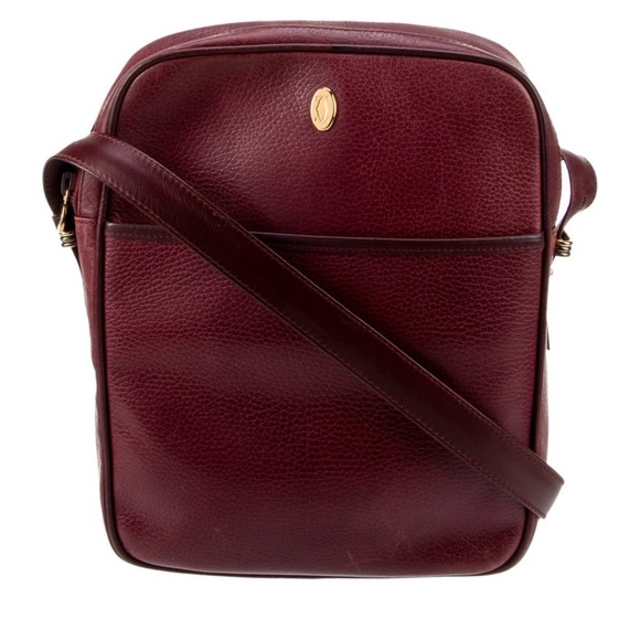 Cartier Crossbody Bag Burgundy Leather Gold-Tone Hardware - Picture 7 of 8
